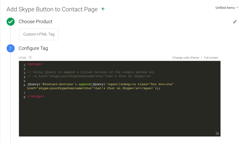 Skype Chat with Google Tag Manager