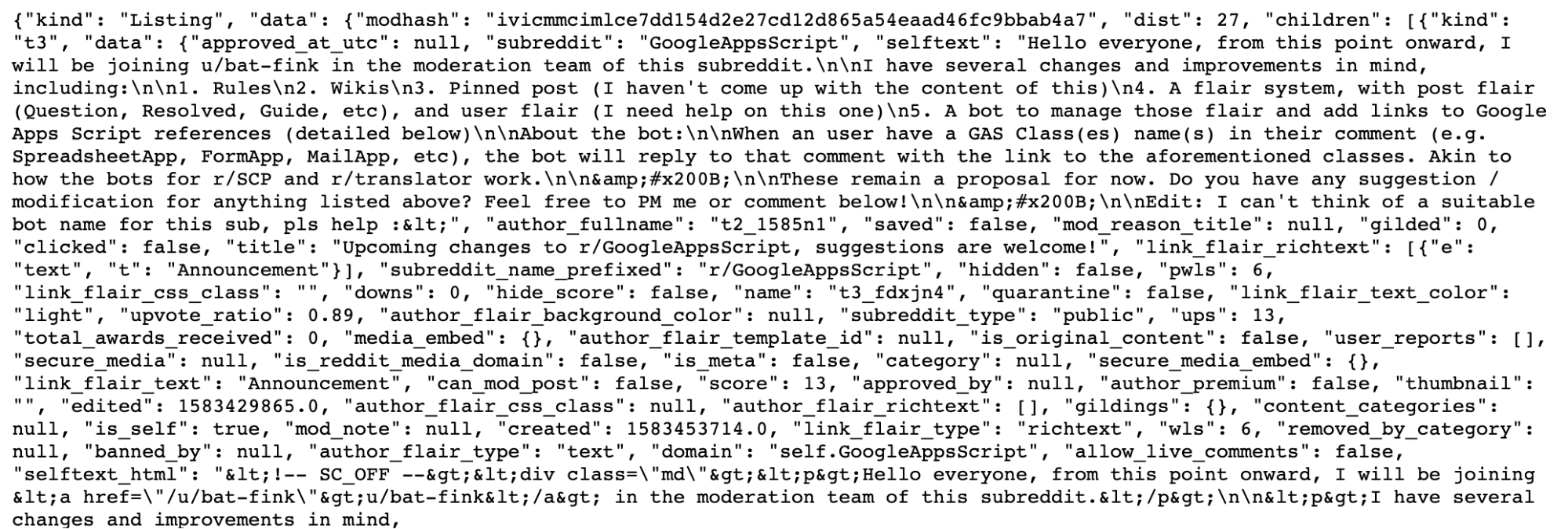 Reddit JSON with .json