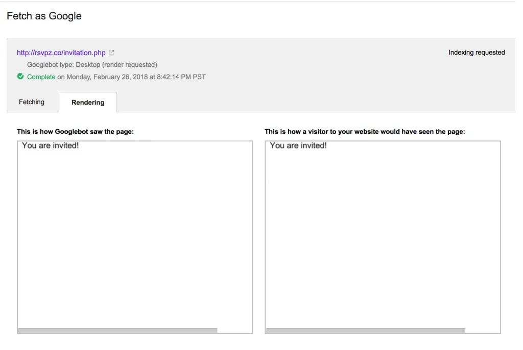 Google Search Console Fetch as Google Tool