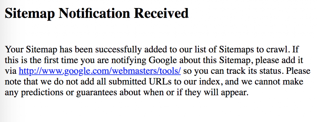 Sitemap Notification Received