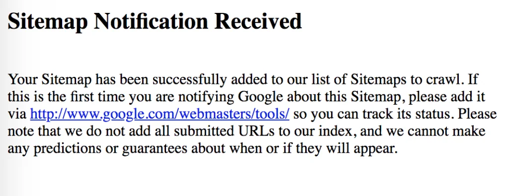 Sitemap Notification Received