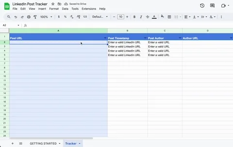 LinkedIn post to Google Sheets